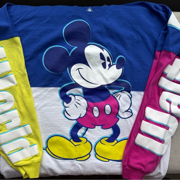 Disney Tops - Disney Mickey Mouse Colorblock Sweatshirt - Blue, Pink, Yellow